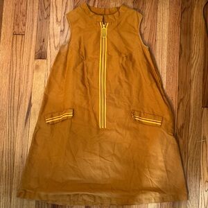 Mustard Yellow Sleeveless Dress with Zipper